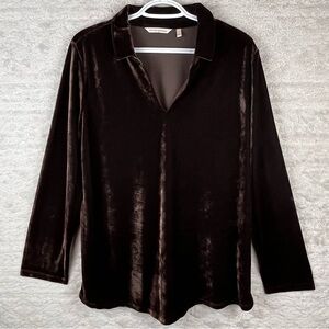 SOFT SURROUNDINGS Chocolate Brown Velvet Tunic Top Large